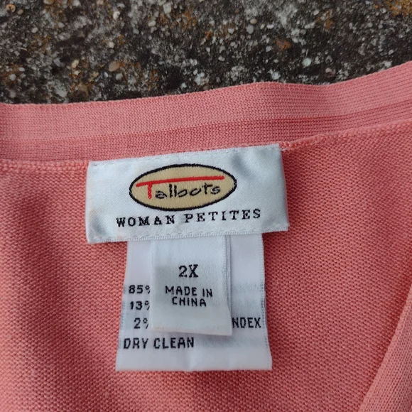 Talbots Pink Silk Blend Cardigan Petite Plus 2X Button Front Sweater - Picture 3 of 10
